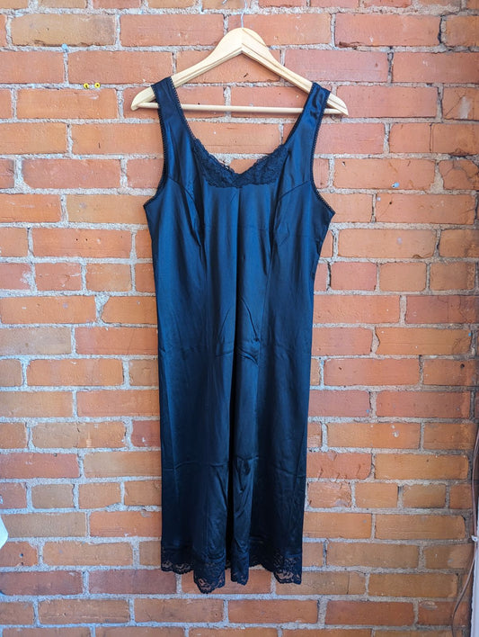 1970s Petticoat Junction Black Slip Dress