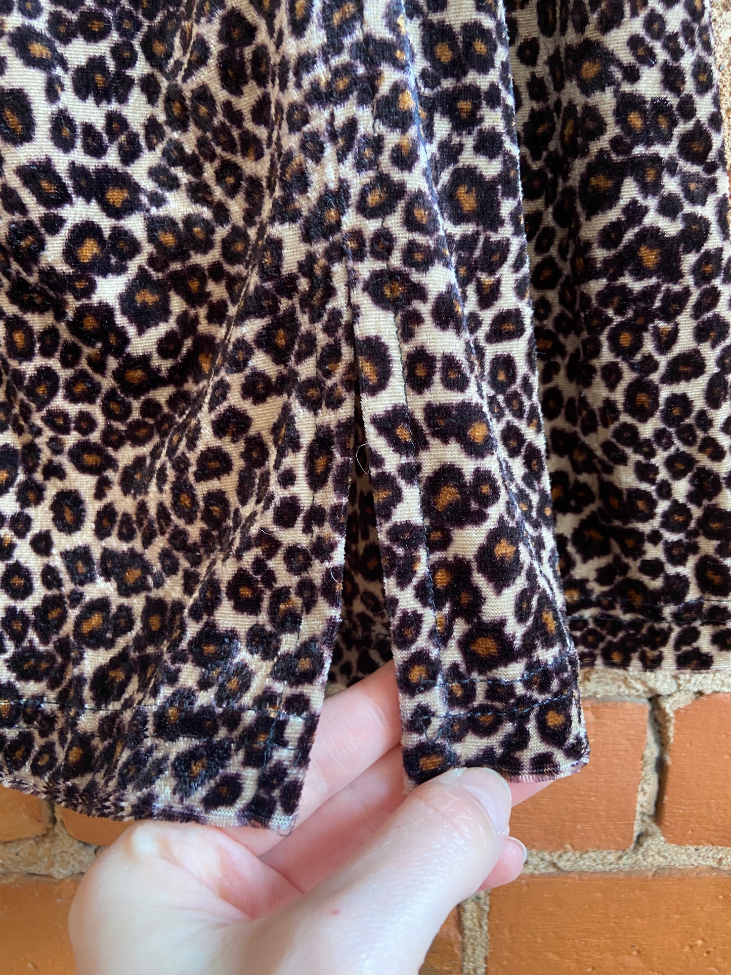 1900s Jean Works & Company Velour Leopard Print Mini Skirt