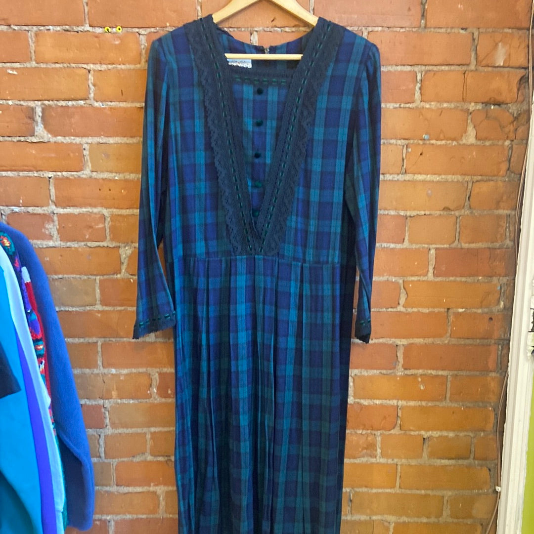 Susan Bristol Green & Blue Plaid Tarten Dress