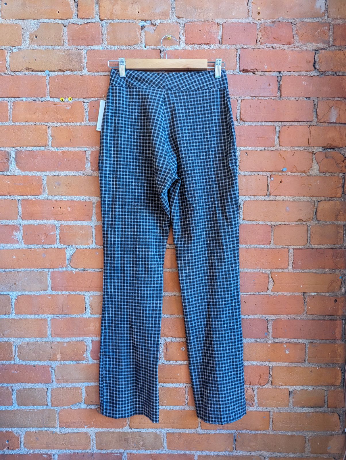 1990s Straight Leg Brown and White Plaid Pants