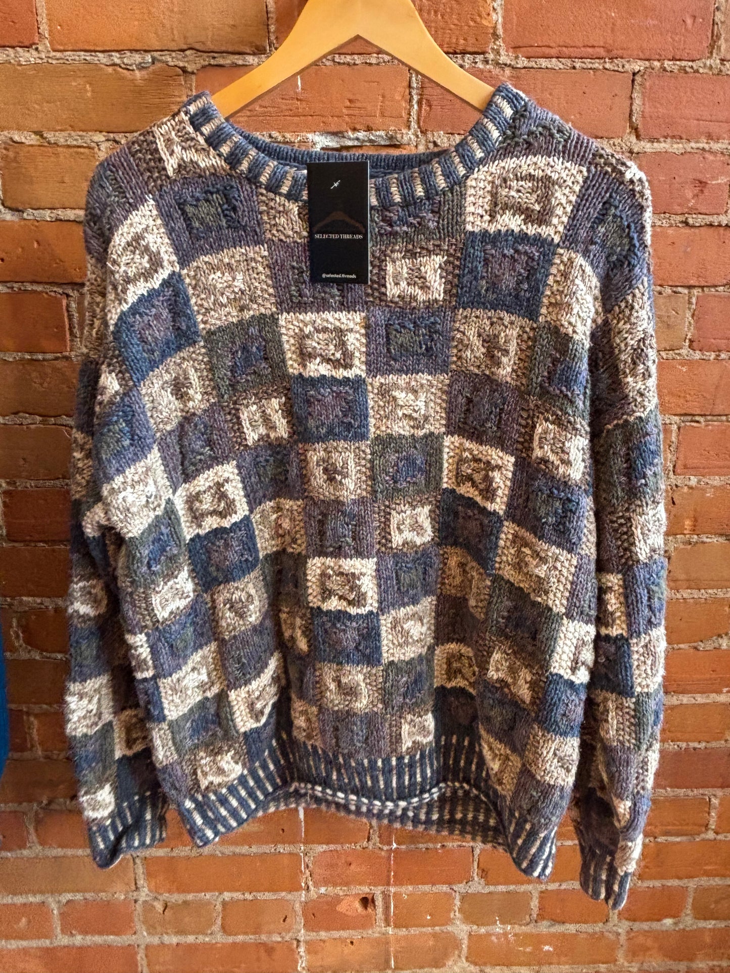 Northern Isles Knit Ramie Blend Squares Sweater