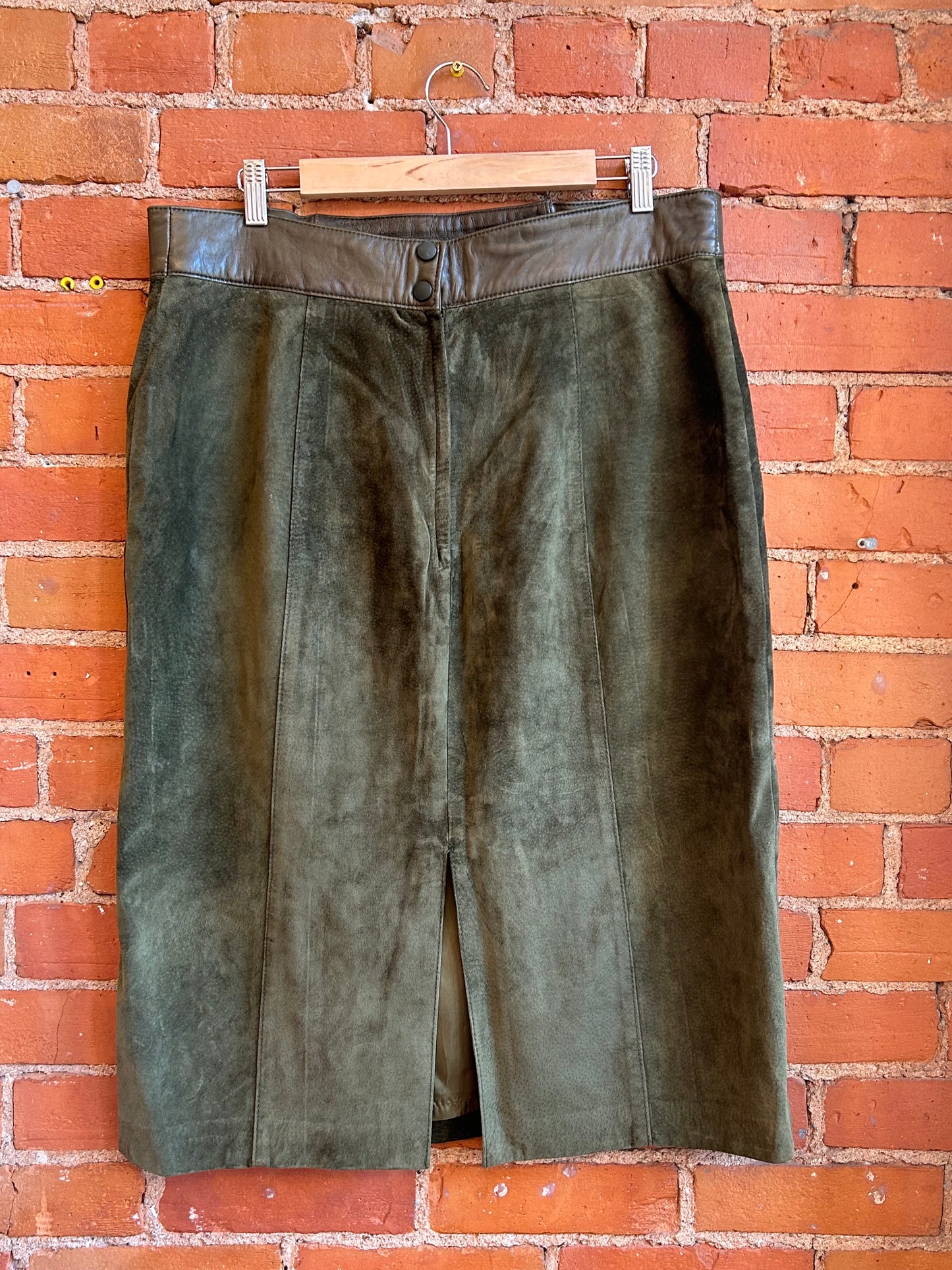 80's Olive Green Danier Suede Skirt