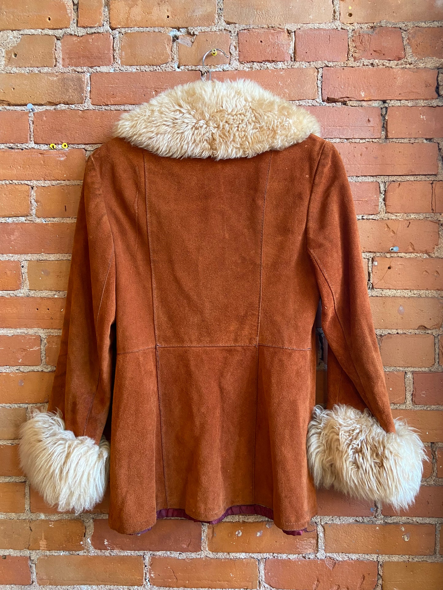 70’s Leather Zip up Jacket with Faux Fur