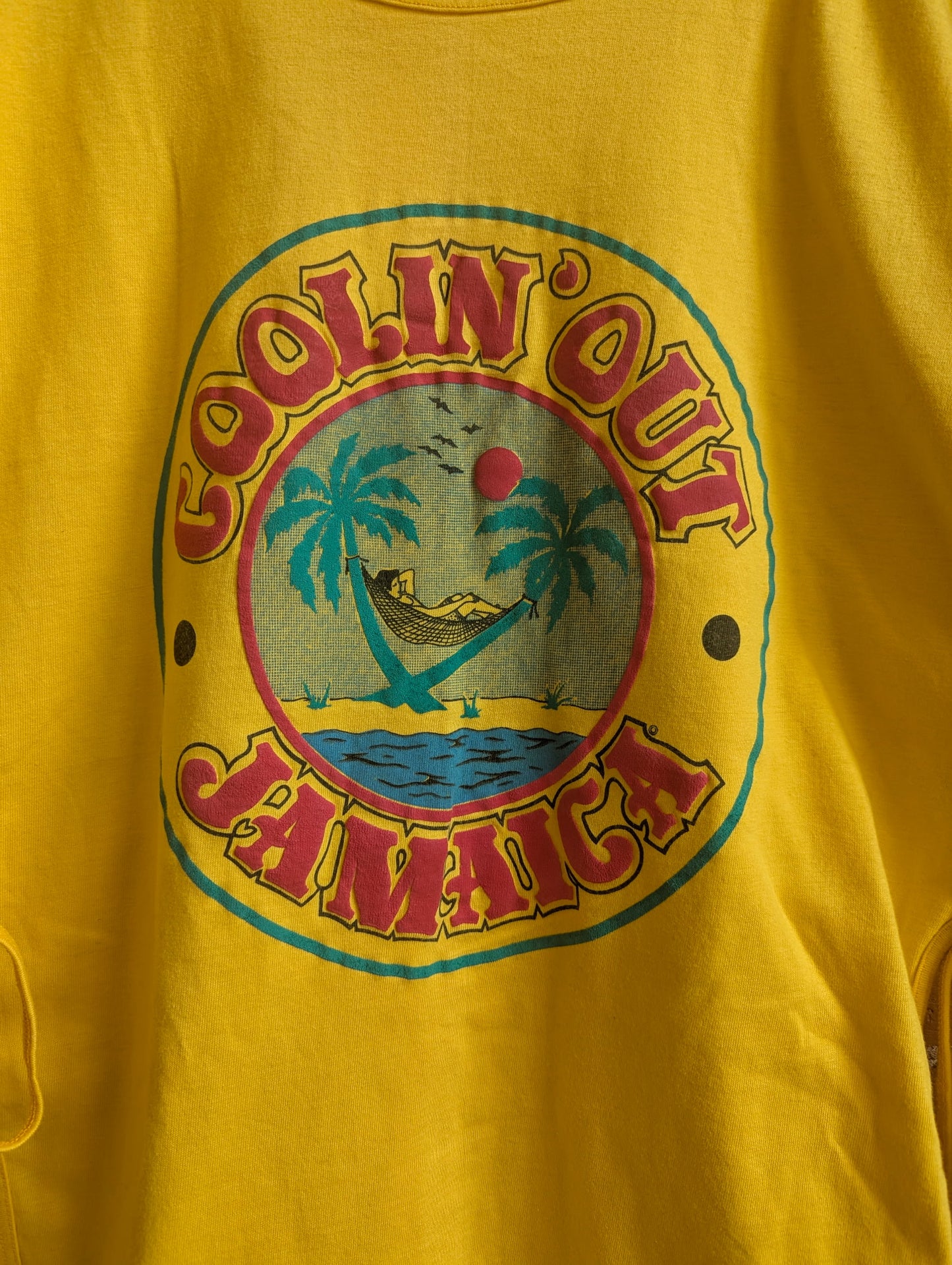 1980s Rose Knits Coolin' Out Jamaica Yellow Swimsuit Cover-Up Top