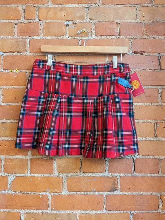 1990s or Y2K Yahoo Jeans Red Plaid Pleated Mini Skirt