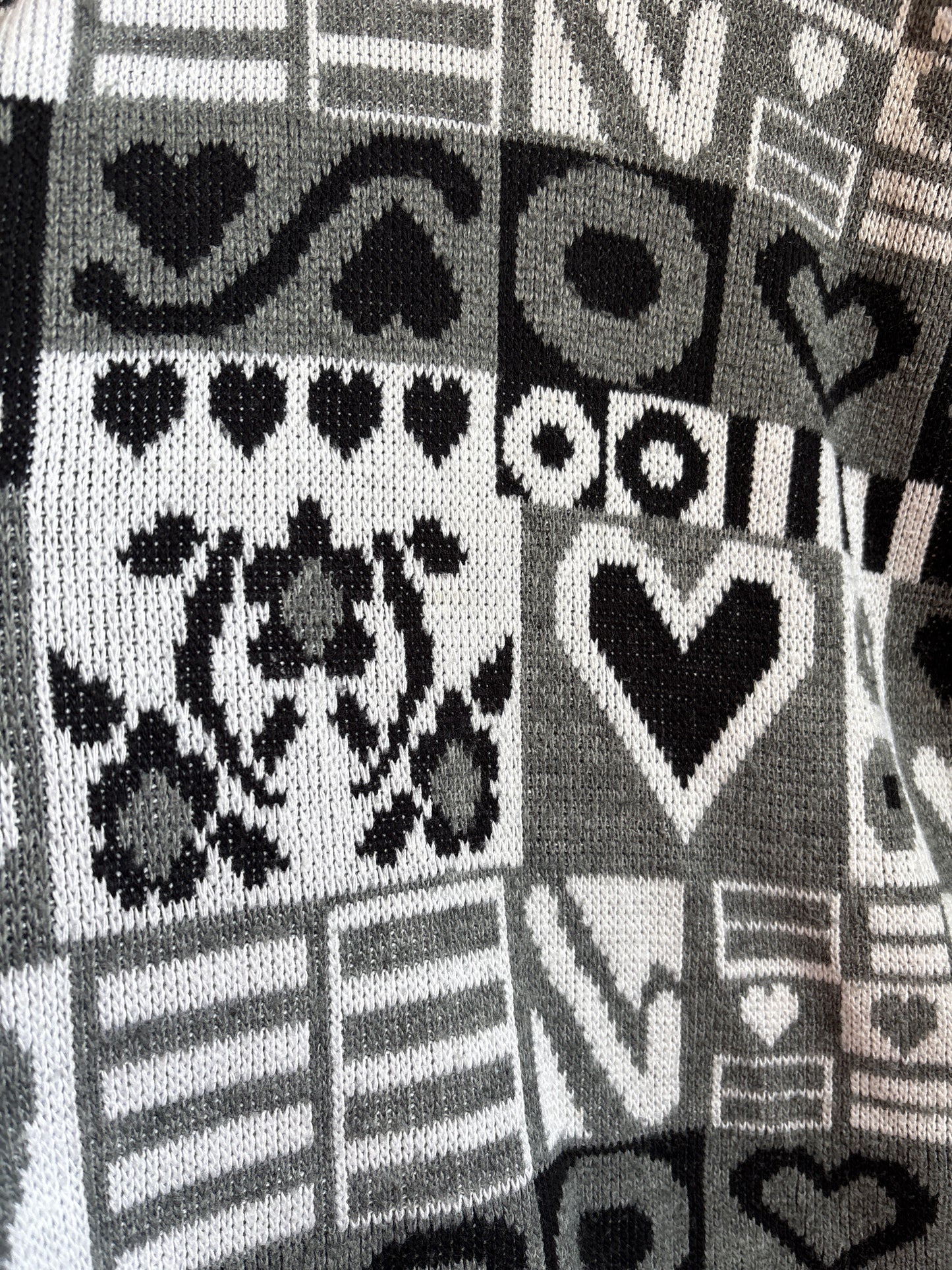 Grey Black & White Patterned Sweater