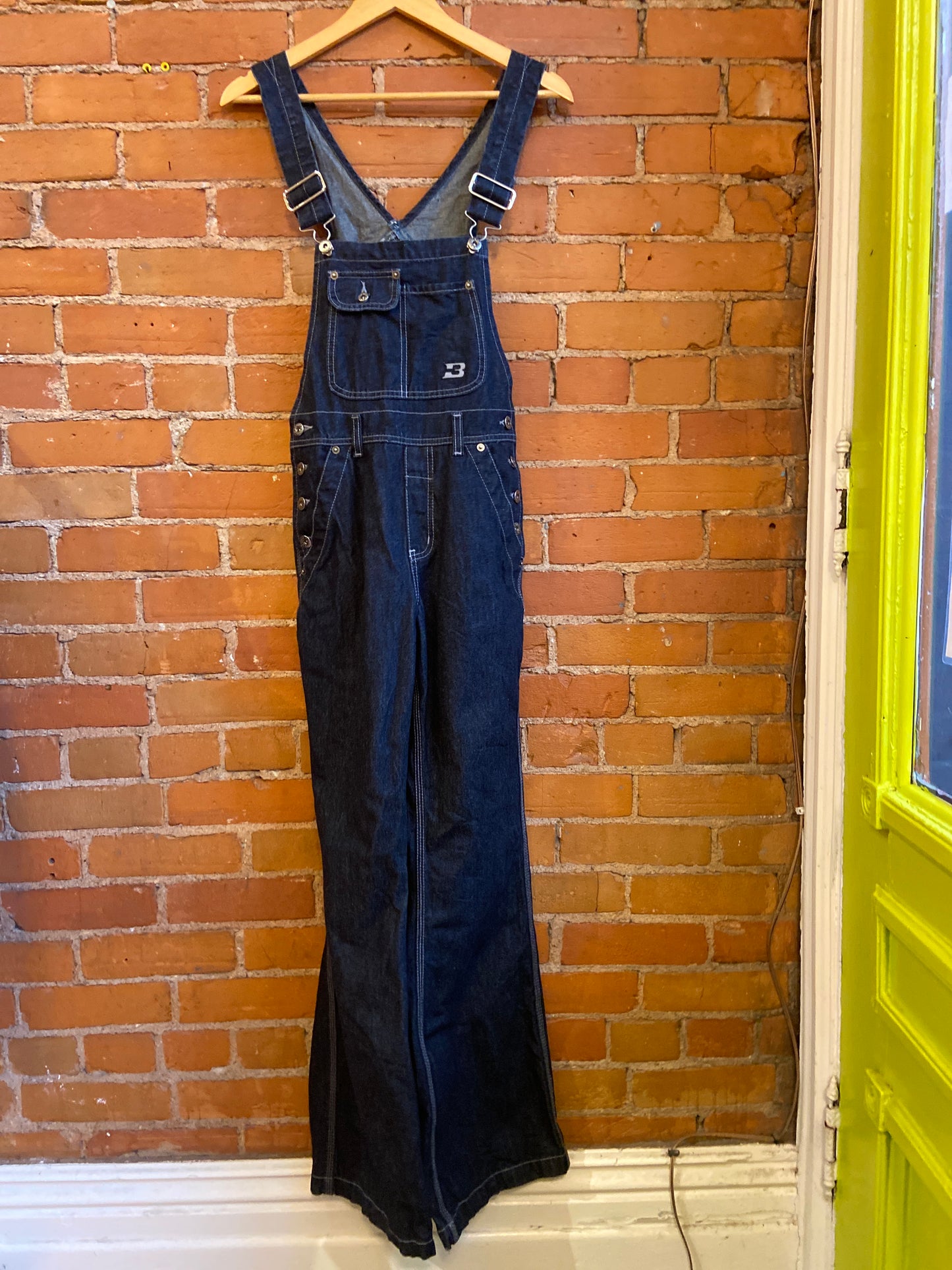 1990s Brody Jeans Dark Wash, Flare Leg Denim Overalls