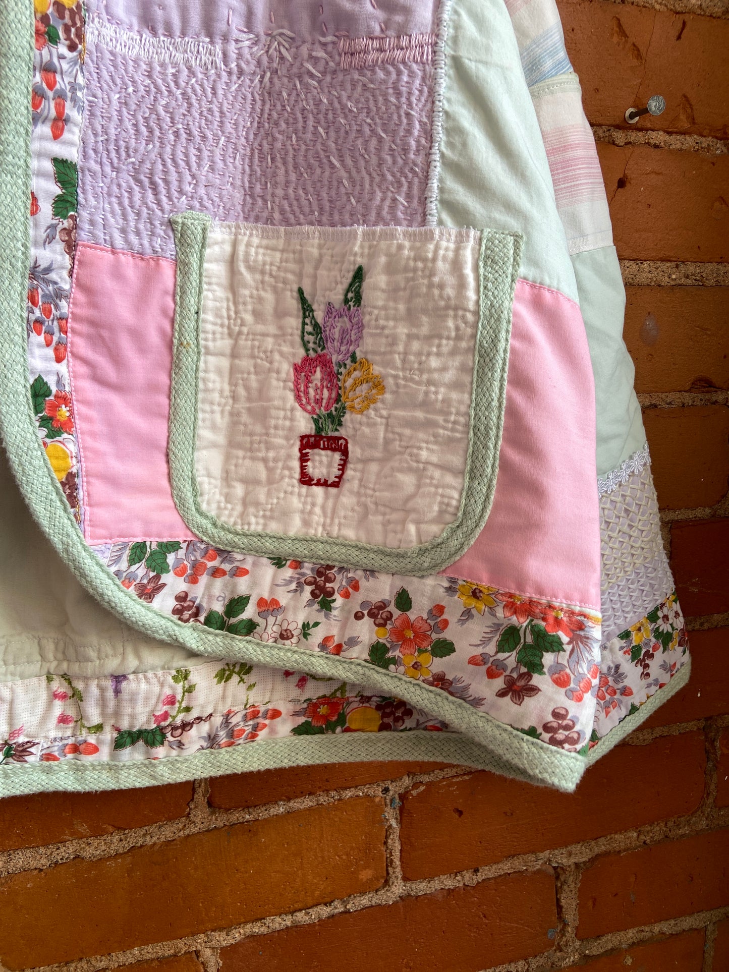 Kitten and succulent quilt jacket