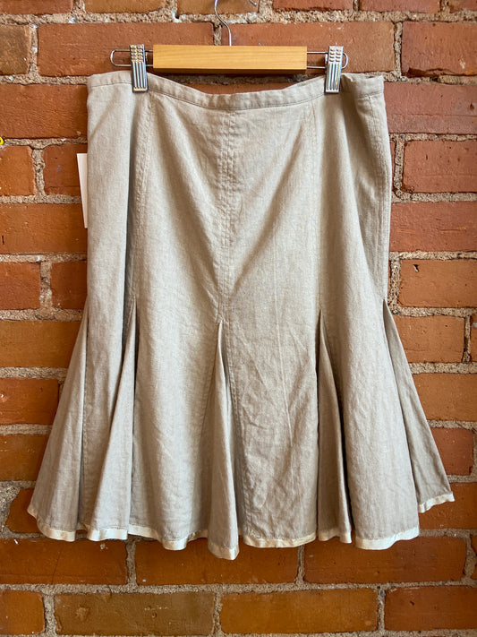 Beige Linen-Blend Ruffle Skirt