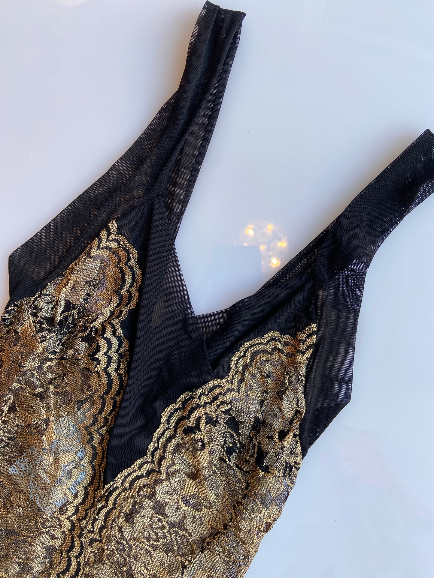 Black & Gold Lace Slip