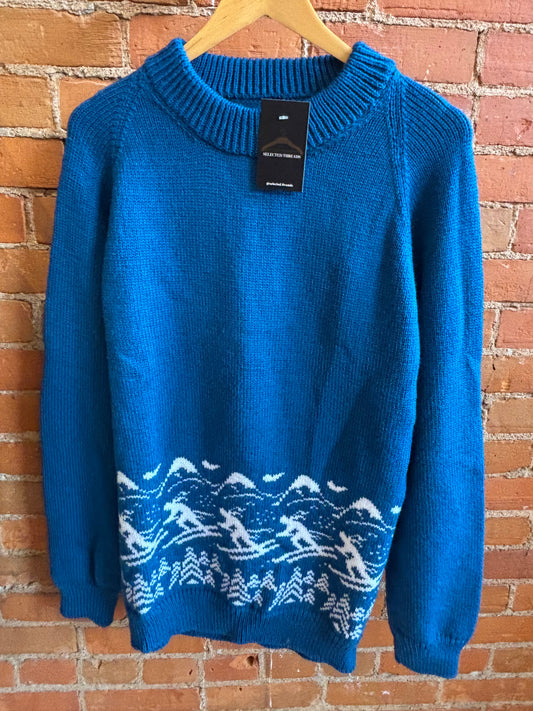 Home Knit Teal Mary Maxim Style Skier Sweater