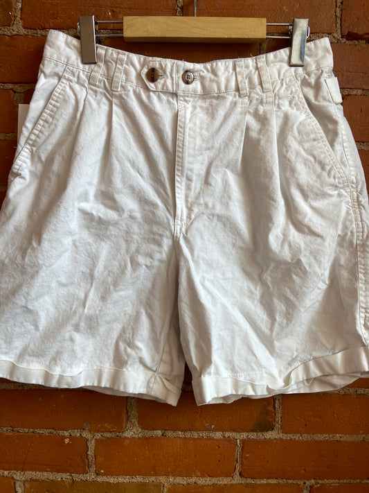 90's White Cotton Pleated Shorts