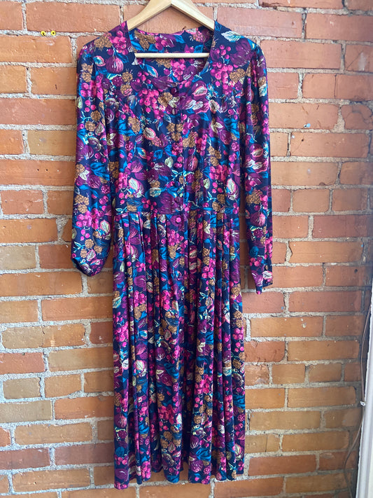90’s Berry Print Autumn Dress