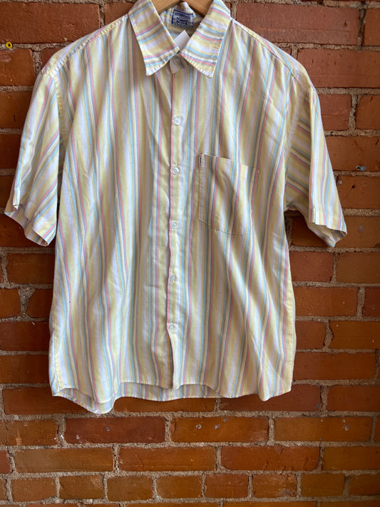 Yellow Striped Short-Sleeve Button-Up