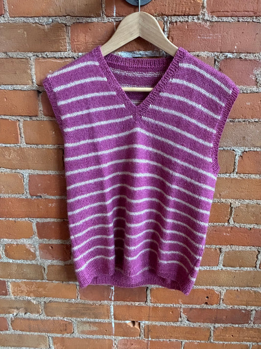 Homeknit Plum Stripe V-Neck Vest