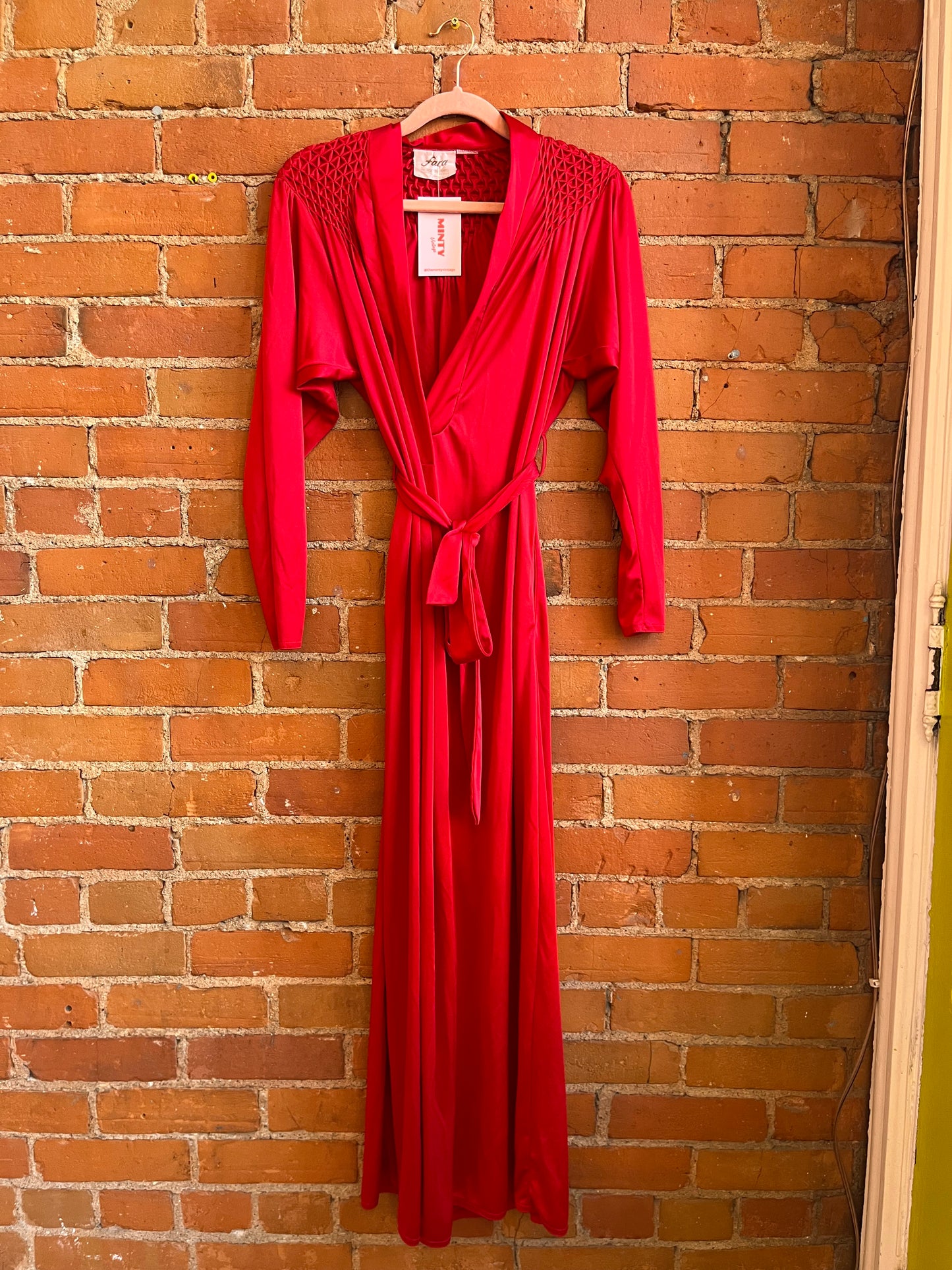 Red Polyester Maxi Robe