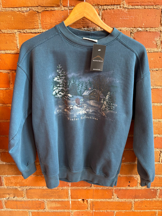 Northern Reflections Teal Winter Scene Graphic Sweatshirt