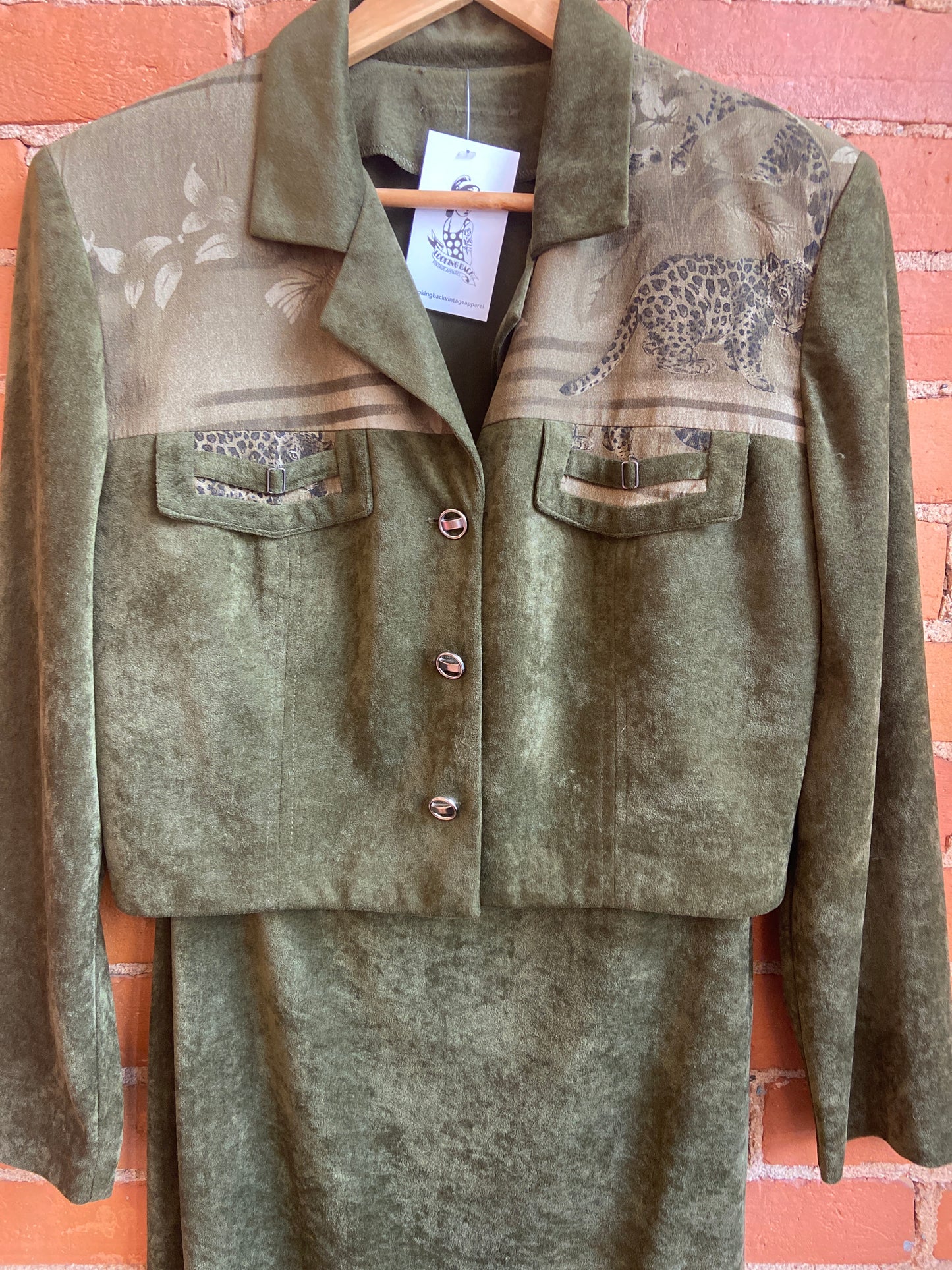 2 Piece 90’s  Leopard Faux Suede Set