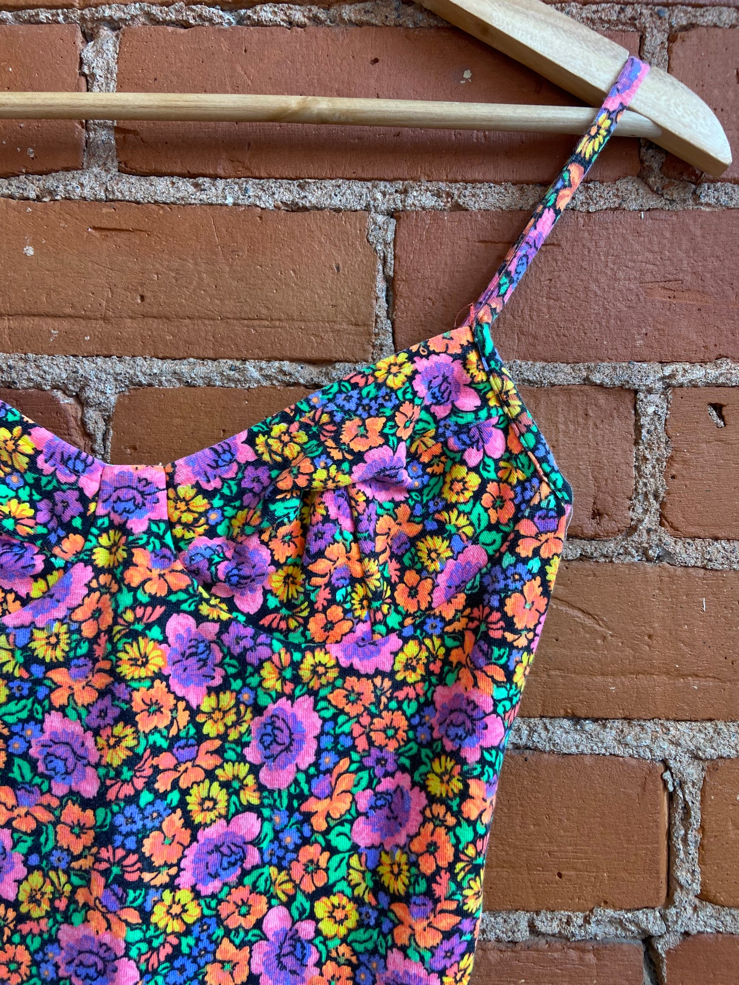 1990s Christina Bodycon Mini Dress With Colourful Neon Floral Print