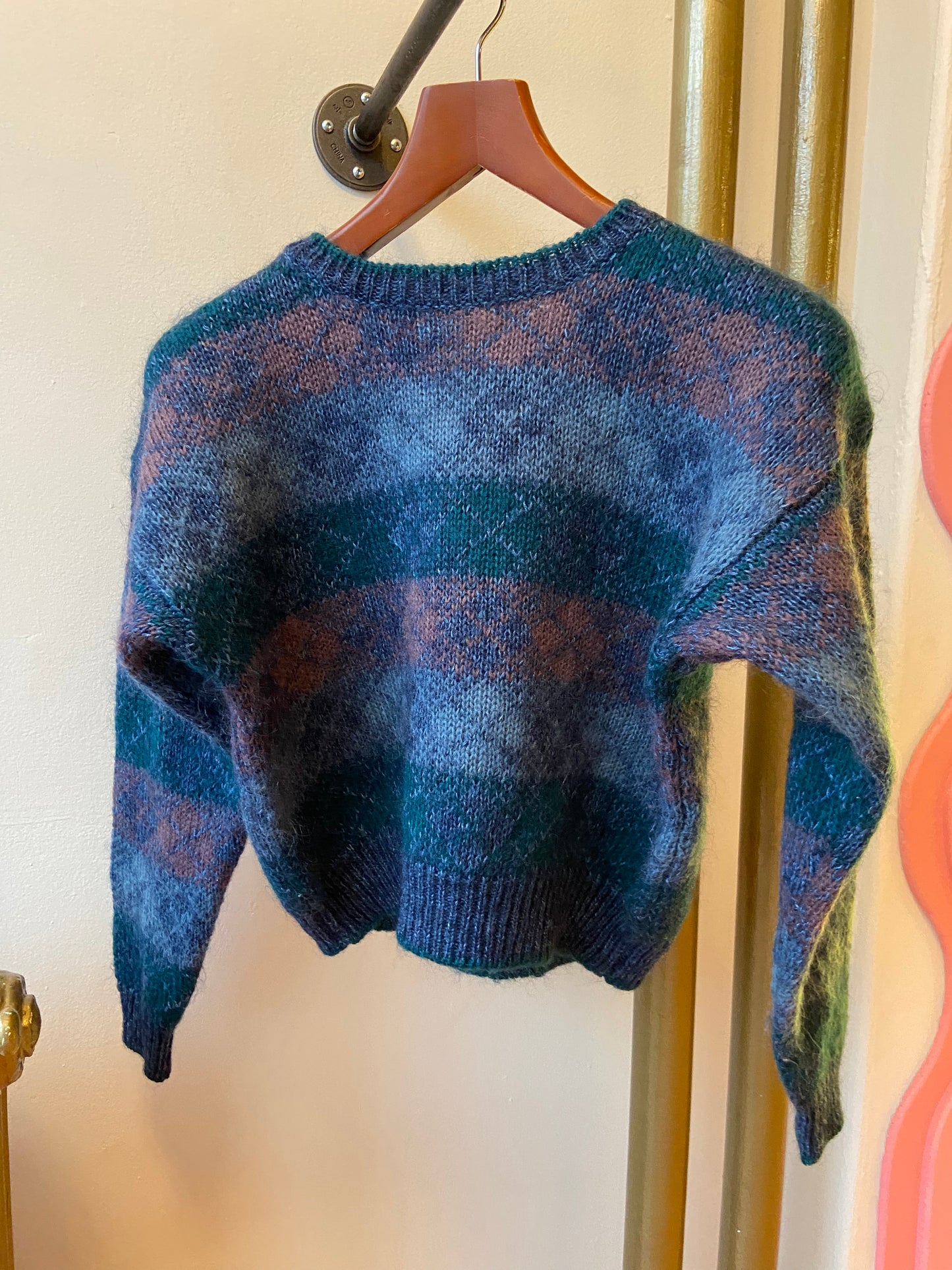 Jewel-toned Mohair Blend Cropped Sweater