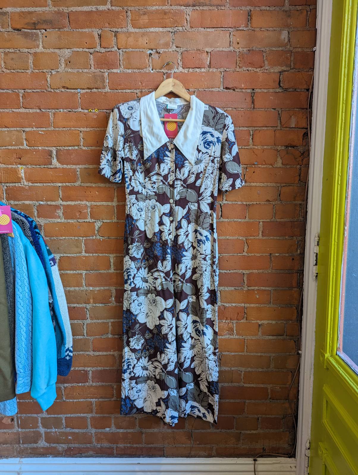 1970s The French Fact Brown Floral Jumpsuit