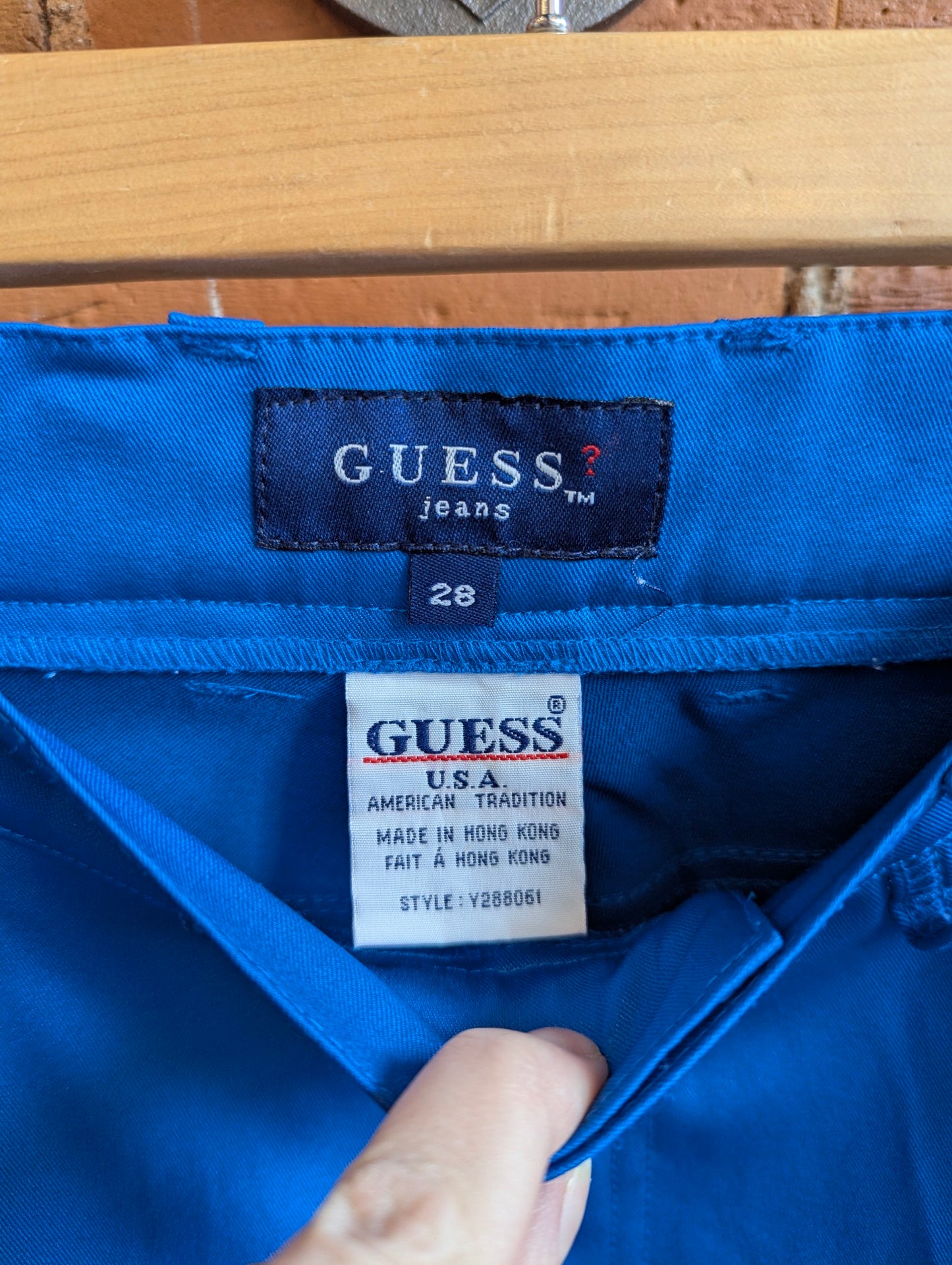 1990s Guess Shiny Blue Straight Leg Pants