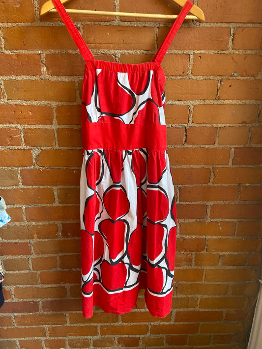 Red & White Cotton Polka Dot Dress