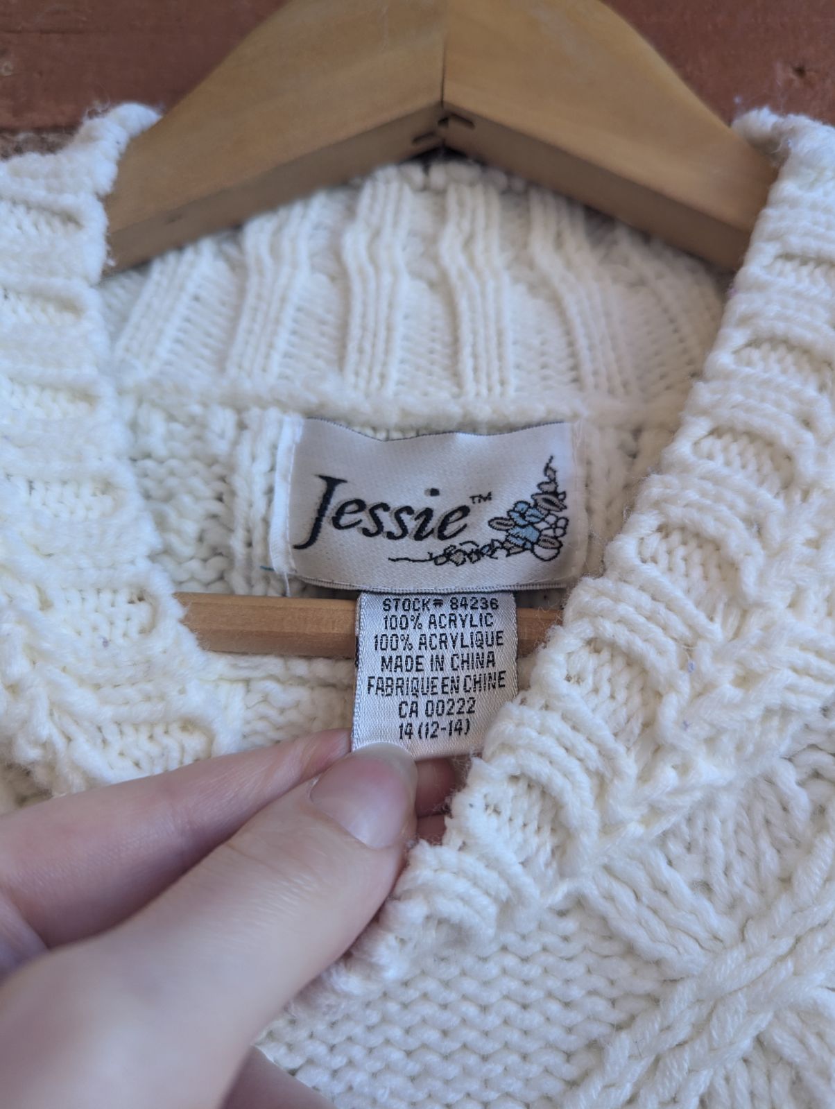 1990s Jessie Cream Coloured Cable Knit Sweater