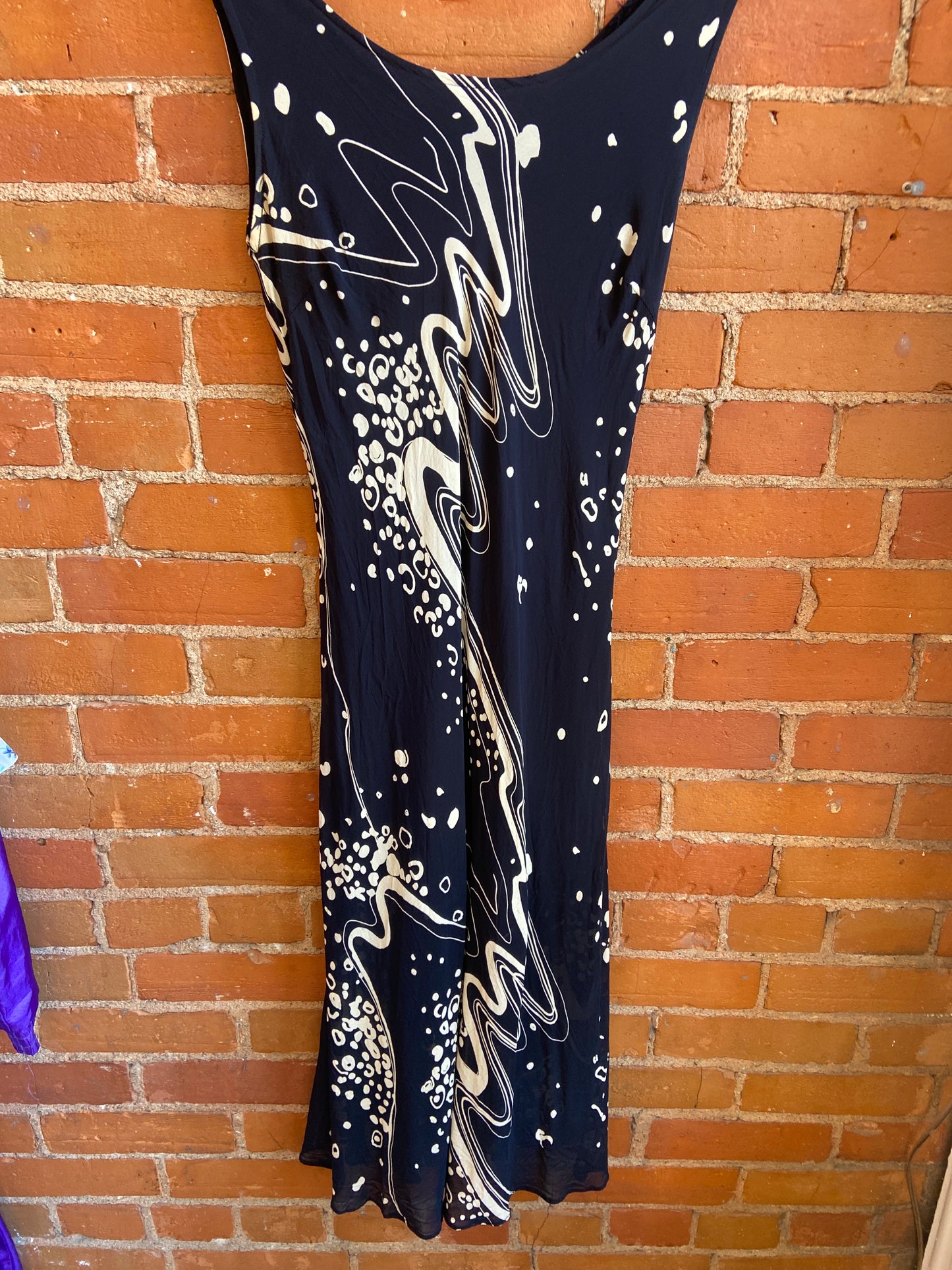 90's B&W Abstract Print Maxi Dress