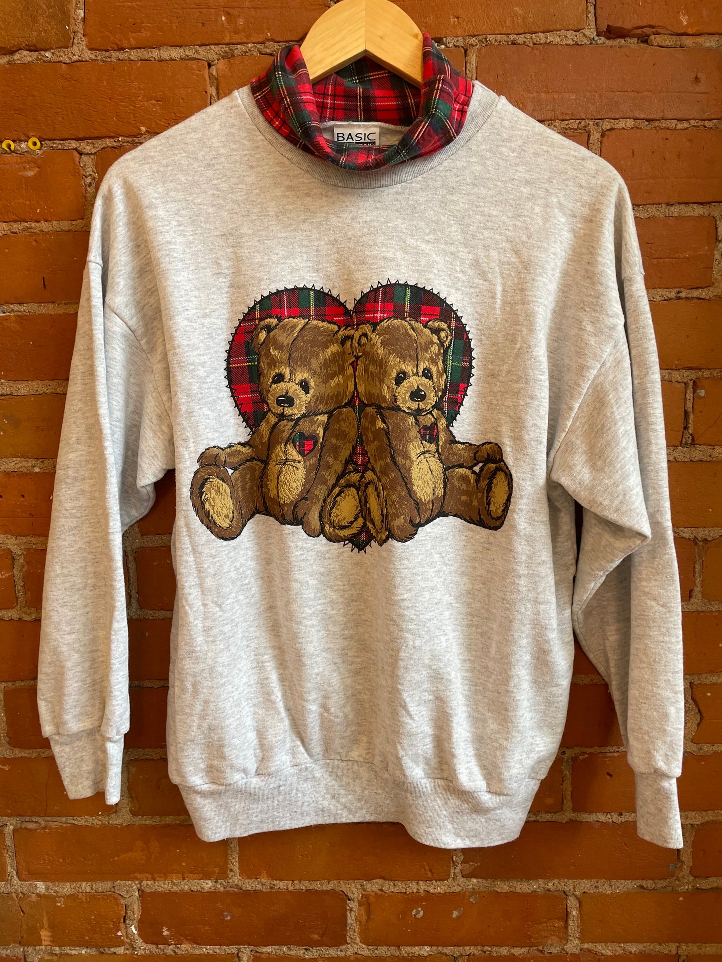 Teddy Bear Plaid Turtle Neck Sweater
