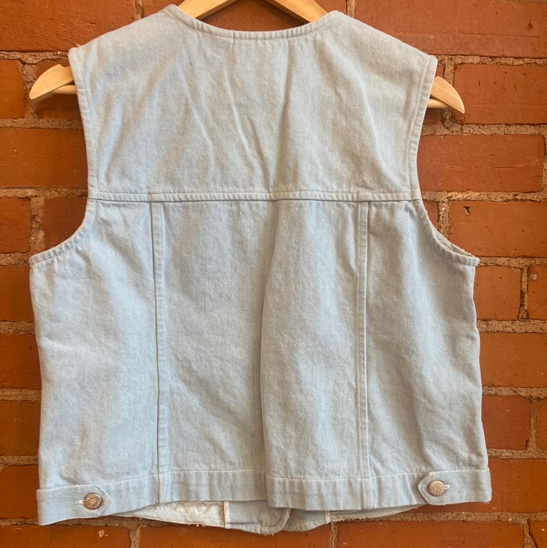 Chambray Vest With Fabric Chainlink Detailing