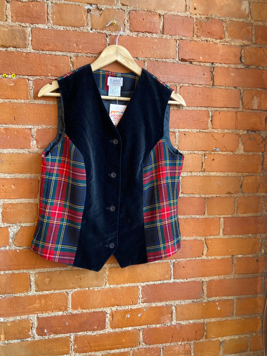 90s Velvet and Tartan Vest