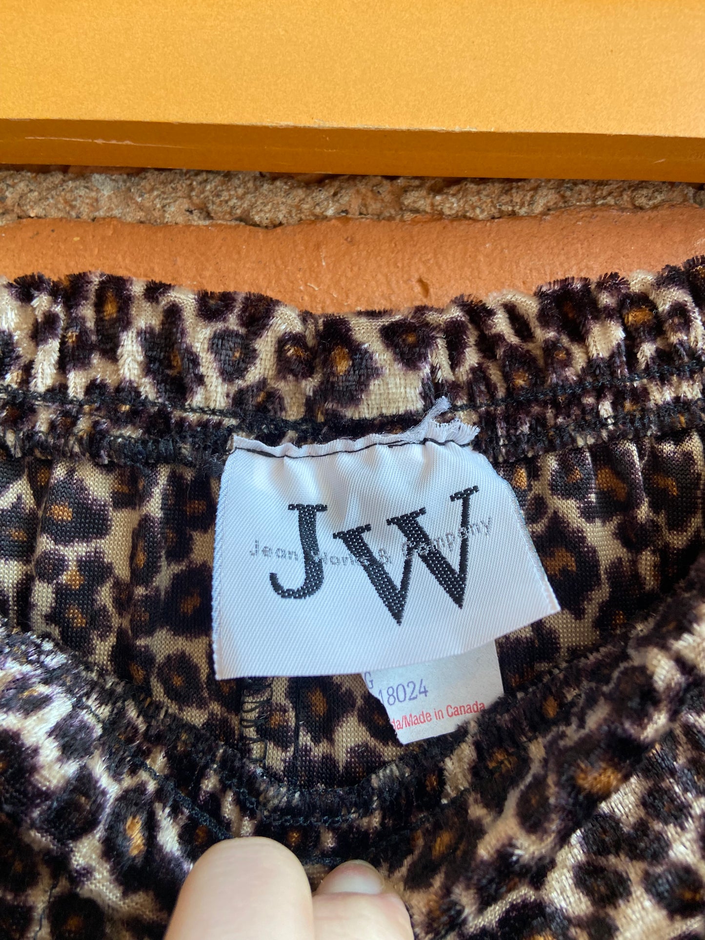 1900s Jean Works & Company Velour Leopard Print Mini Skirt
