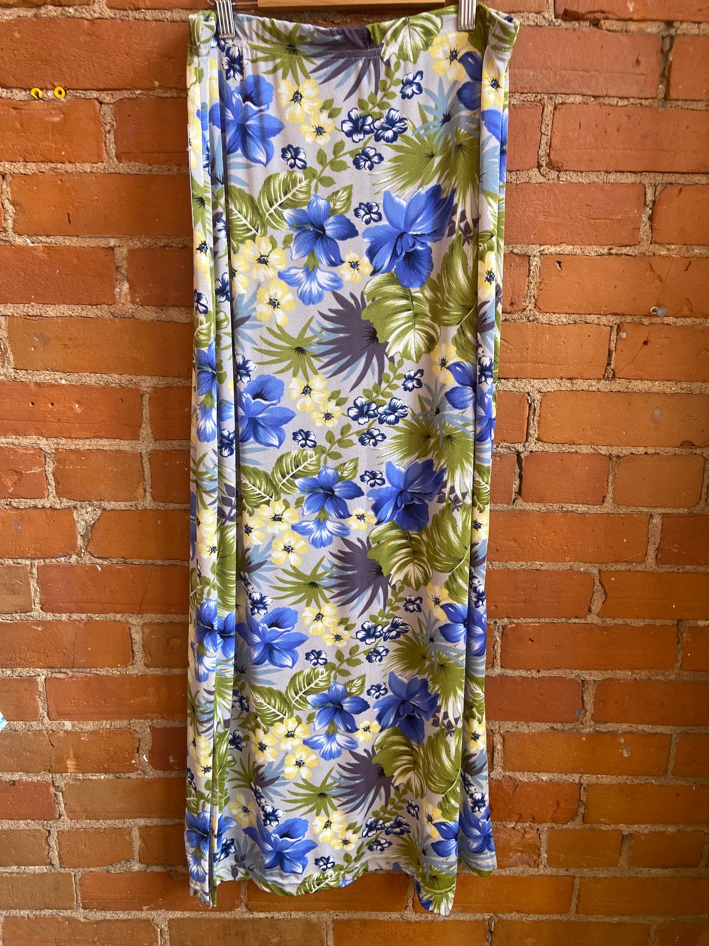 Slinky Tropical Floral Maxi Skirt