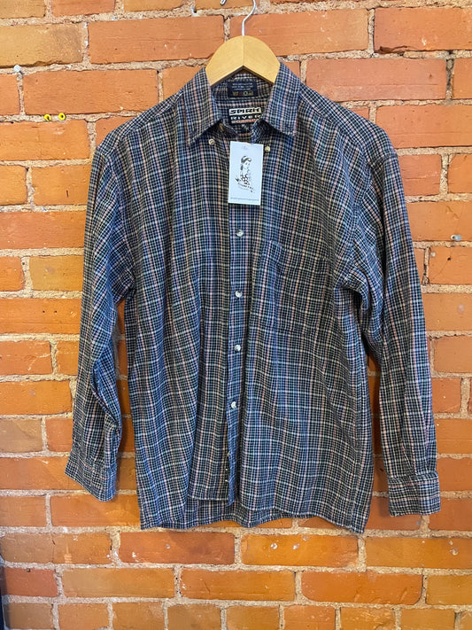 90’s Multi Color Plaid Button up Top