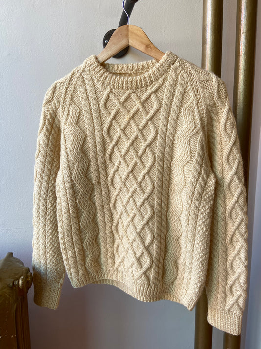 Cream Cable Knit Wool Sweater