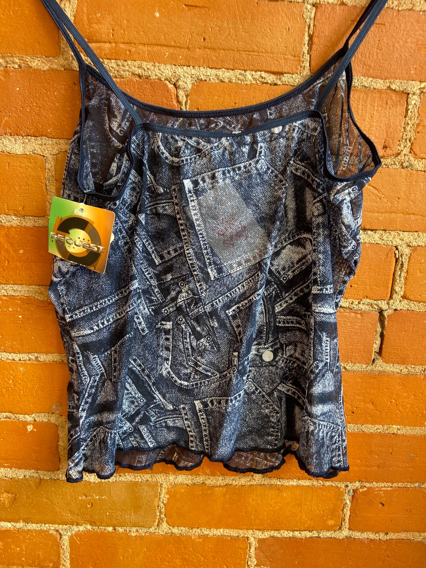 Deadstock Sheer Micromesh Denim Print Tank