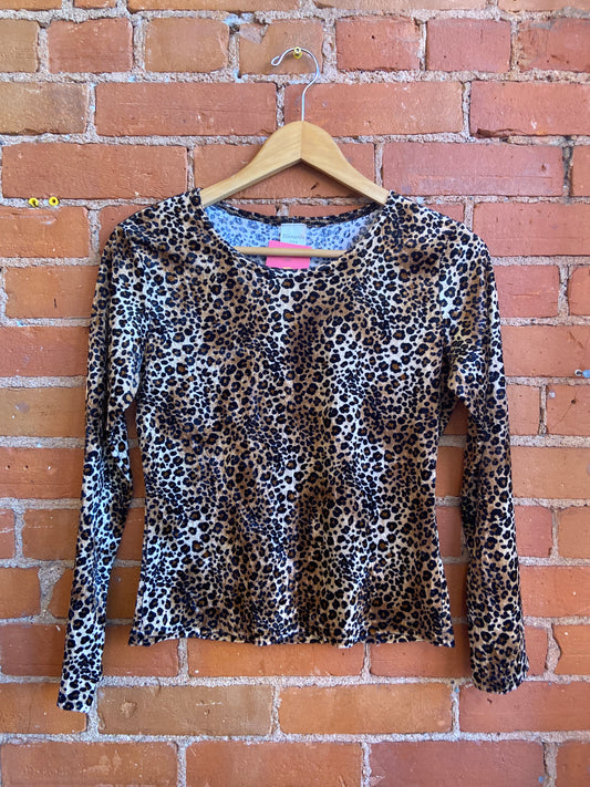 1990s Diamond's U.S.A. Leopard Print Long Sleeve Top