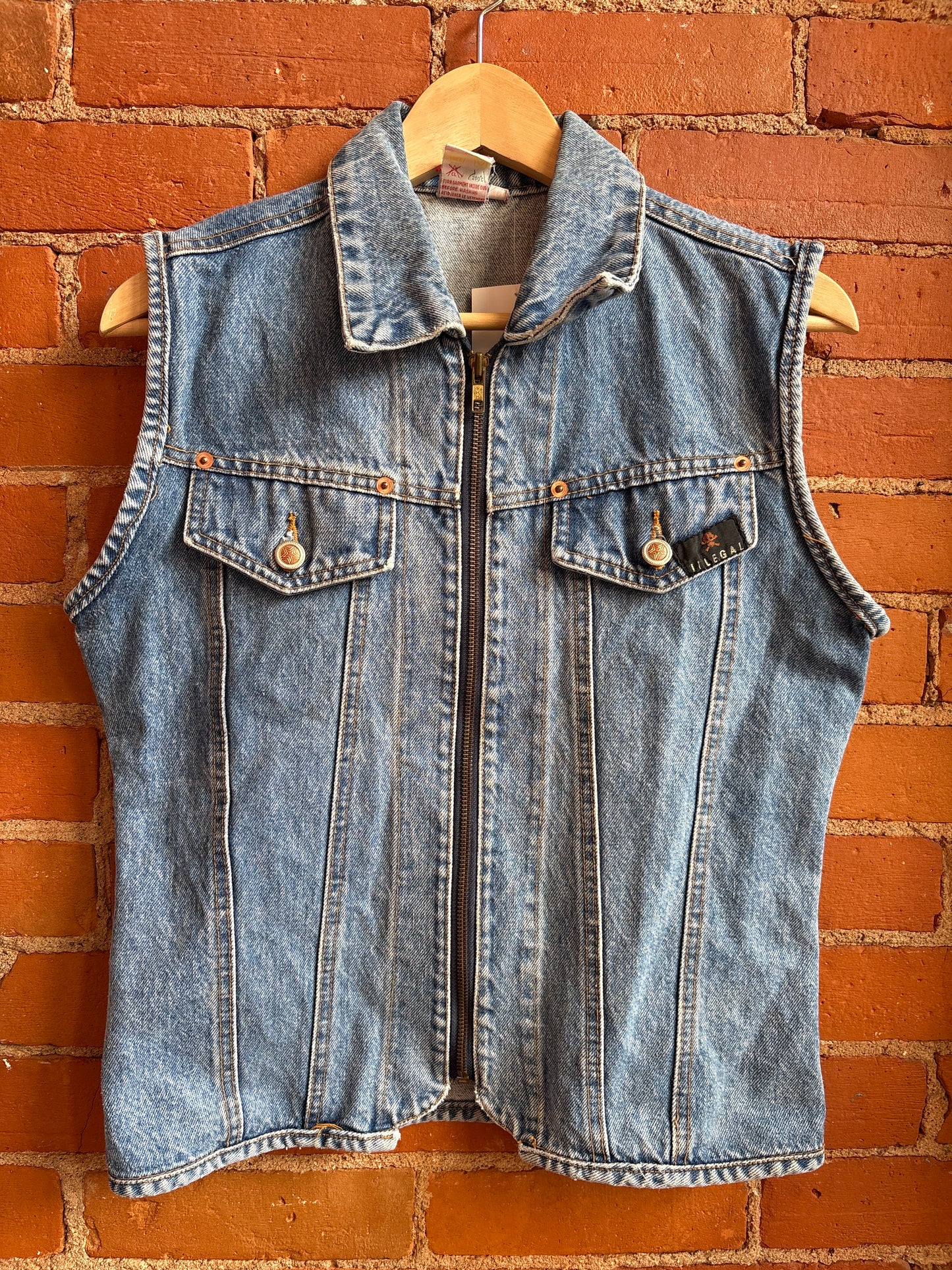 Zip Up Denim Vest