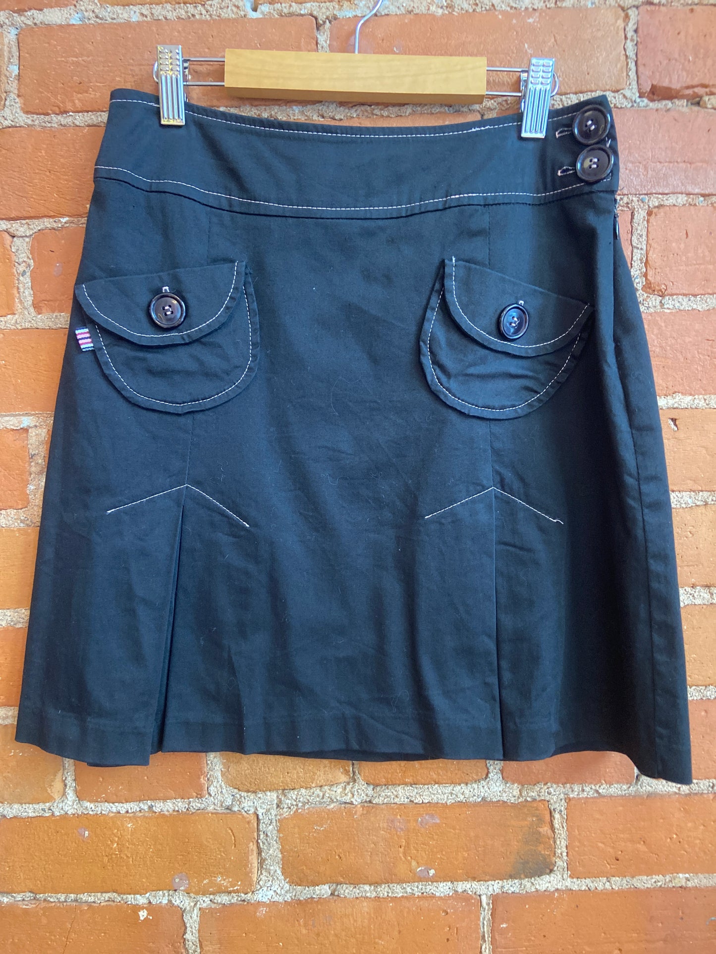 Black Mini Skirt With Buttoned Pockets