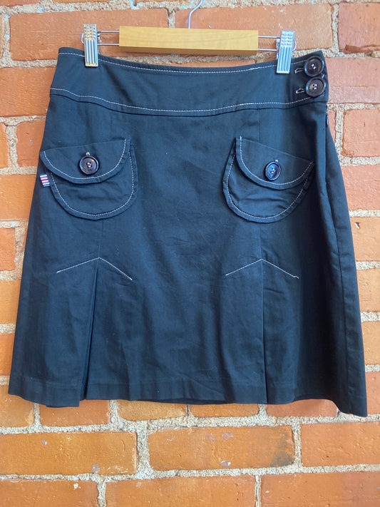 Black Mini Skirt With Buttoned Pockets