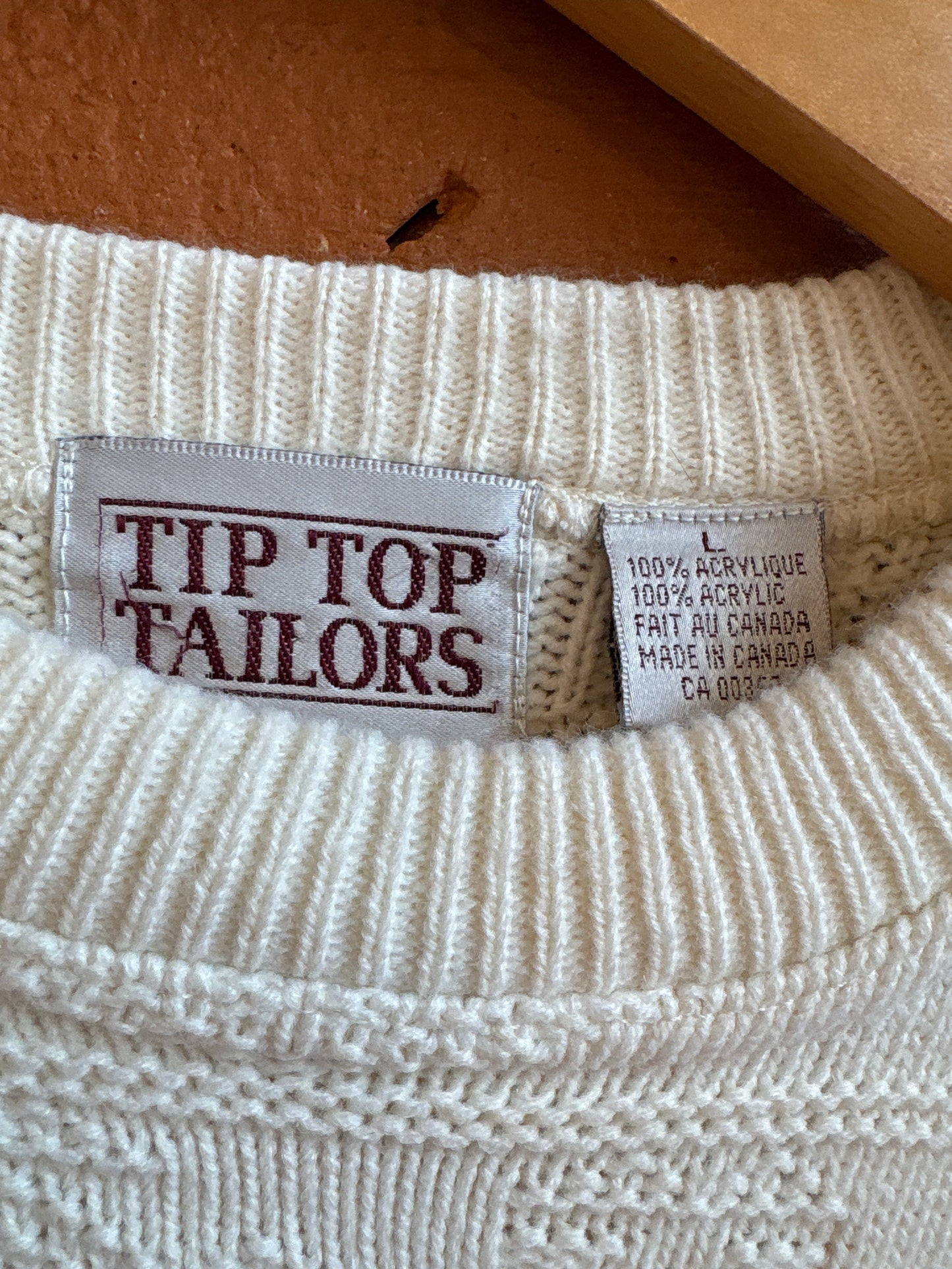 Cream Acrylic Knit Dad Sweater