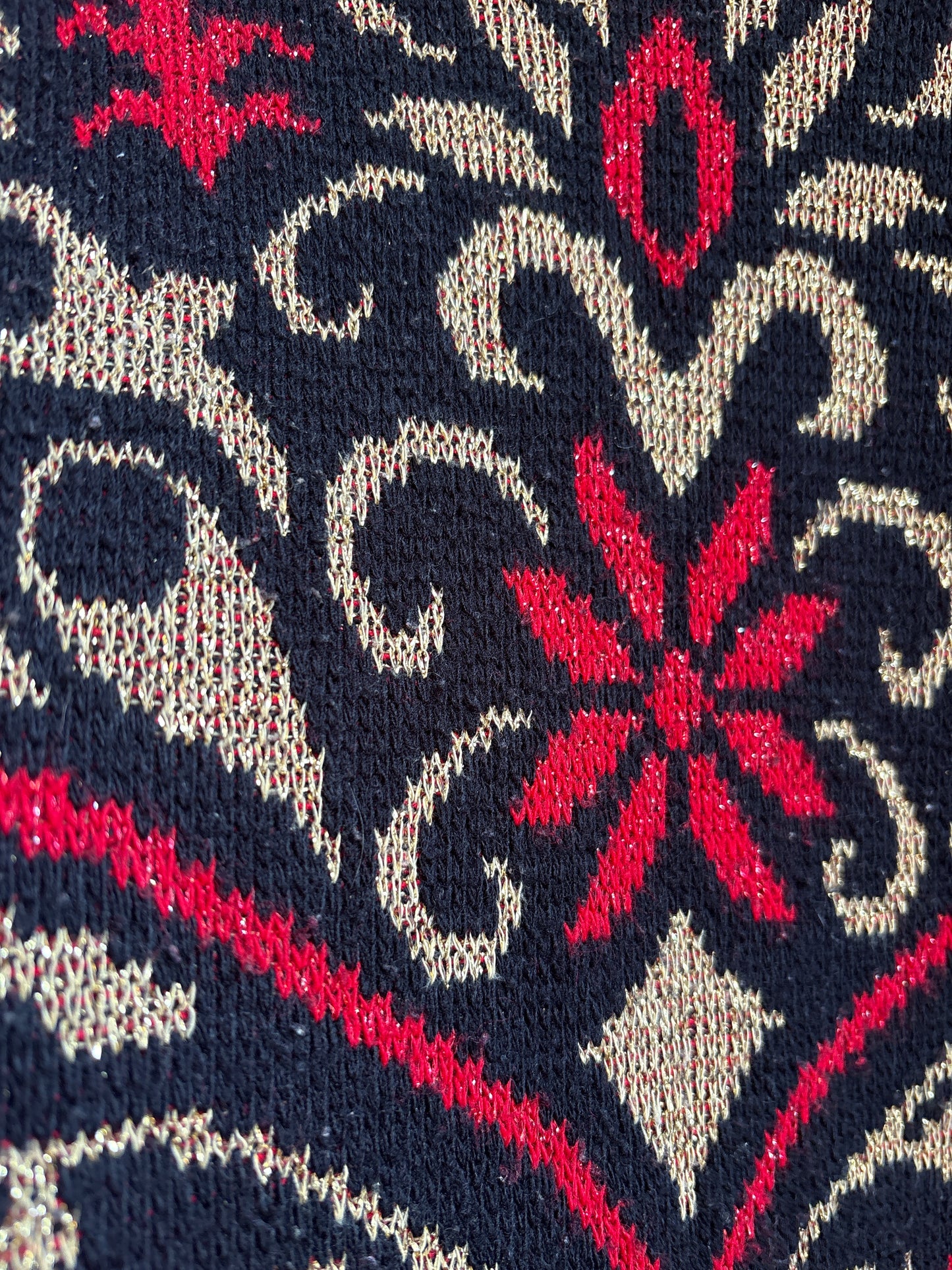 Black Gold & Red Sparkly Sweater