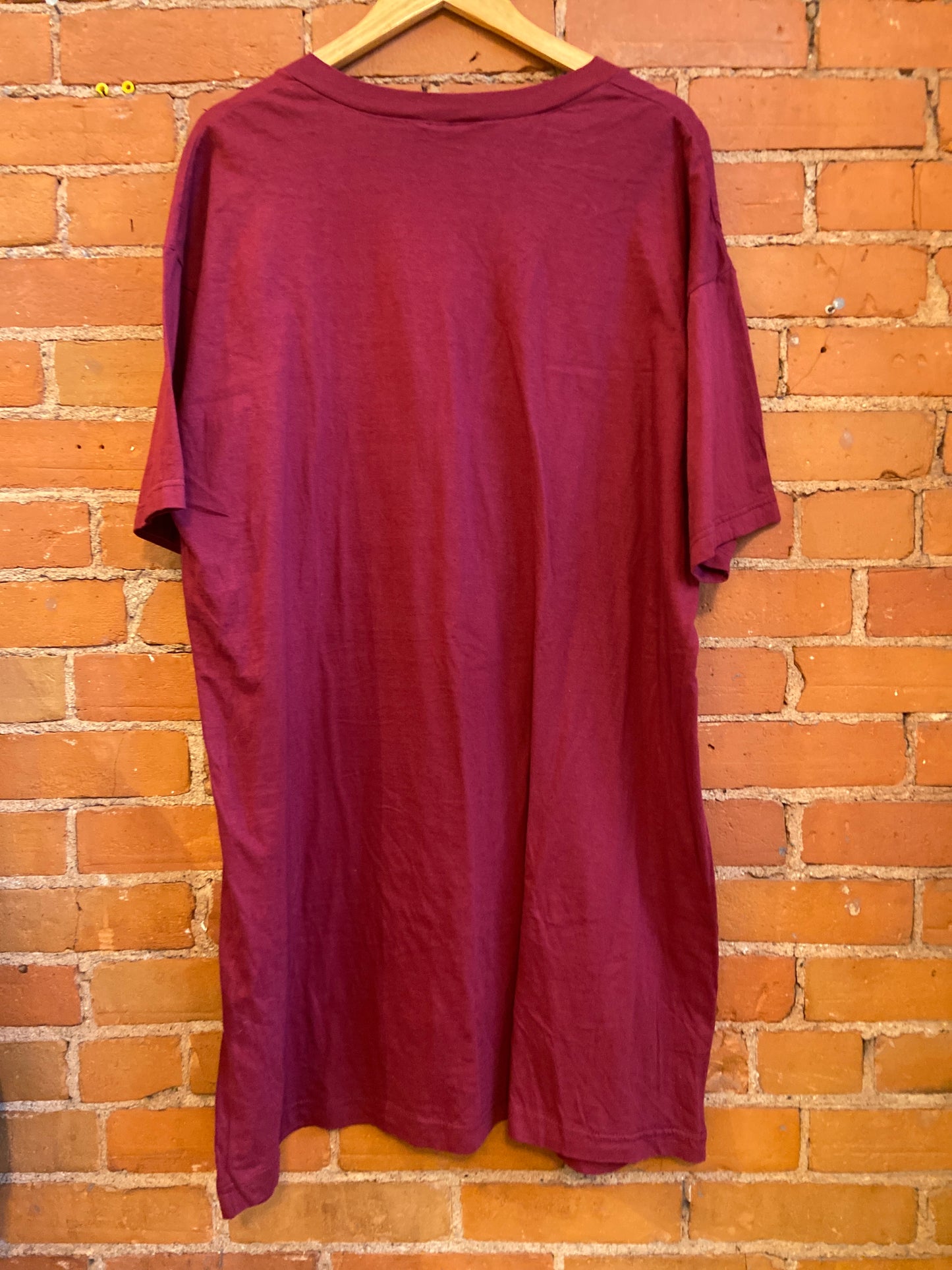 1990s NWT Novel Teez Burgundy Sleep Shirt With Christmas Themed Sesame Street Graphic