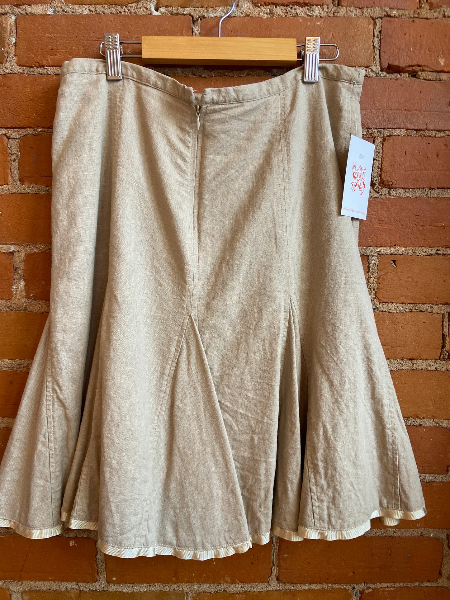 Beige Linen-Blend Ruffle Skirt