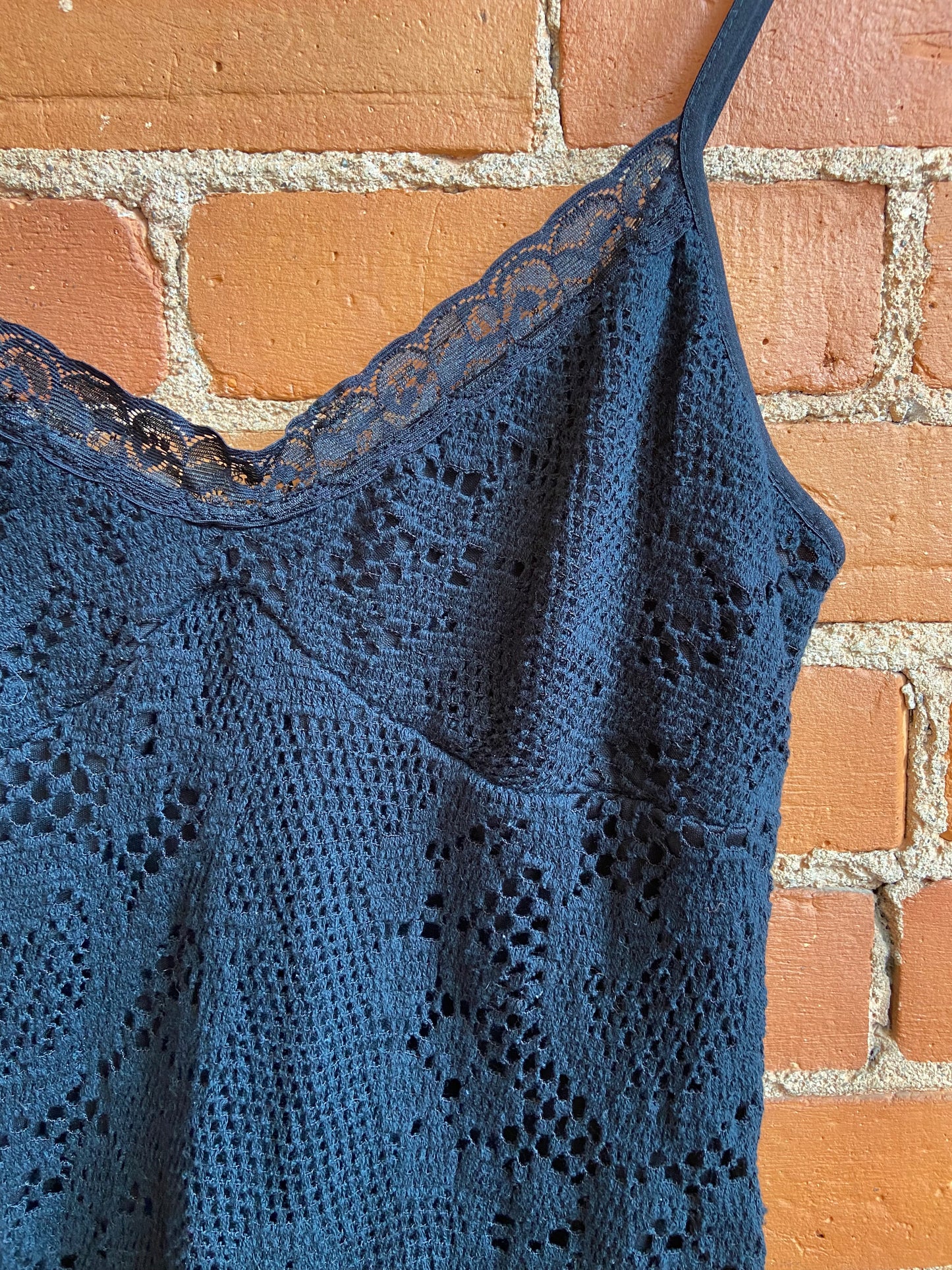 1990s Pelican Cove Black Crochet Dress