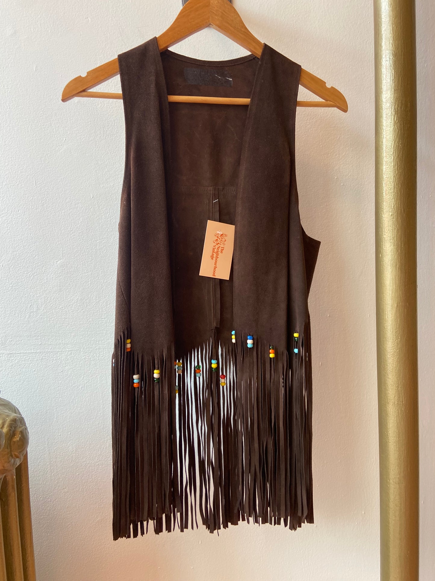 70's Brown Suede Fringe Vest