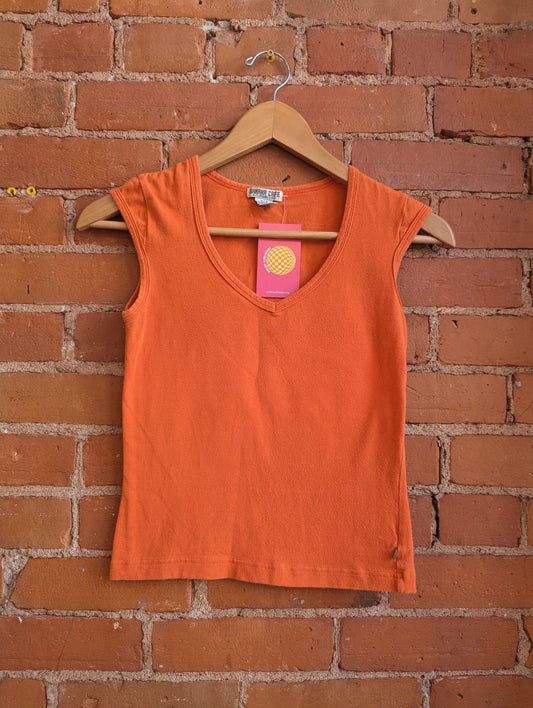 1990s Banana Cafe Orange Cap Sleeve Top