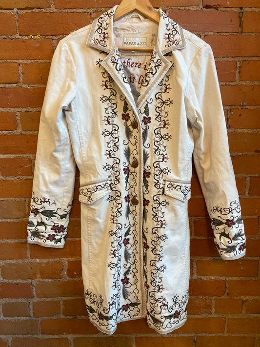 90s Romance Rose Embroidered Denim Coat
