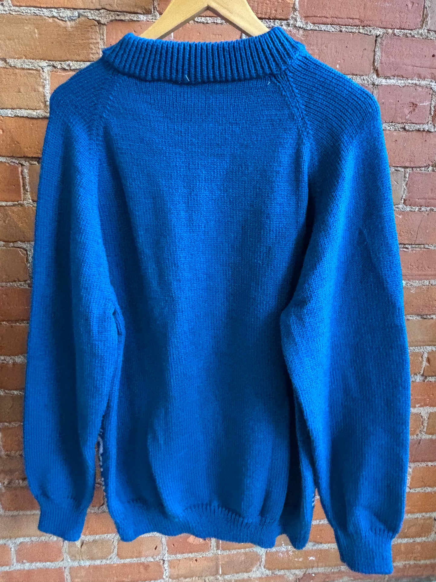 Home Knit Teal Mary Maxim Style Skier Sweater